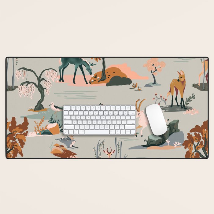 Vibrant Unicorn & Animal Pattern Desk Mat