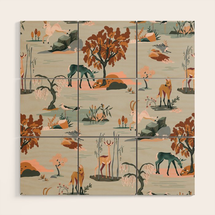 Vibrant Unicorn & Animal Pattern Wood Wall Art