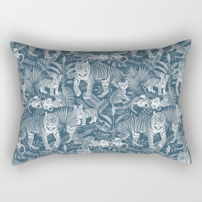 Family Of Tigers (Monochrome) Rectangular Pillow