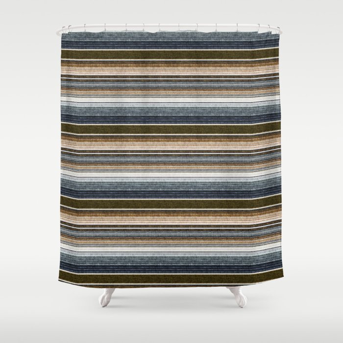 Serape Southwest Stripe - Cool Natural Tones Shower Curtain