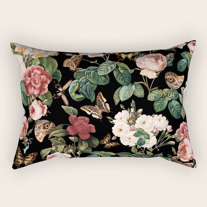 Floral And Butterflies Rectangular Pillow