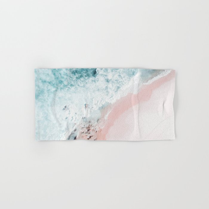 Aerial Ocean Print - Aerial Beach - Pastel Pink Sand - Sea -Travel Photography By Ingrid Beddoes Bath Towel