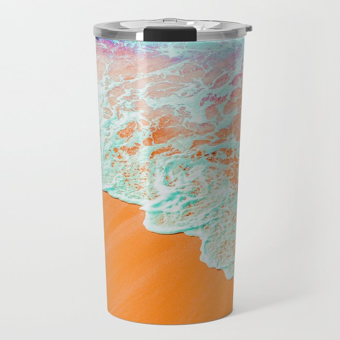 Coral Shore, Ocean Beach Photography, Summer Sea Sand Waves Travel Mug