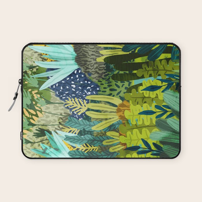Wild Jungle Painting, Forest Dark Botanical Nature, Plants Tropical Eclectic Modern Illustration Laptop Sleeve