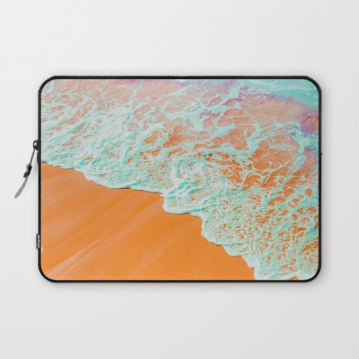 Coral Shore, Ocean Beach Photography, Summer Sea Sand Waves Laptop Sleeve