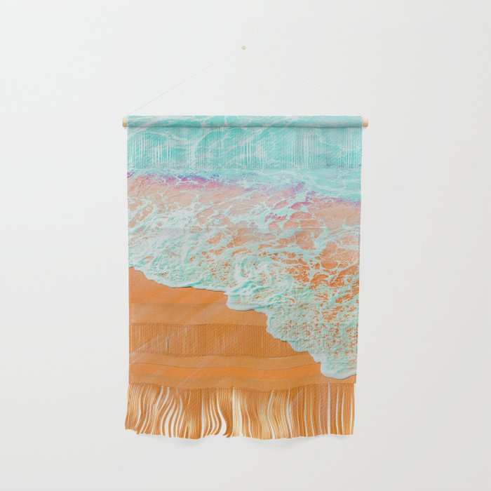 Coral Shore, Ocean Beach Photography, Summer Sea Sand Waves Wall Hanging