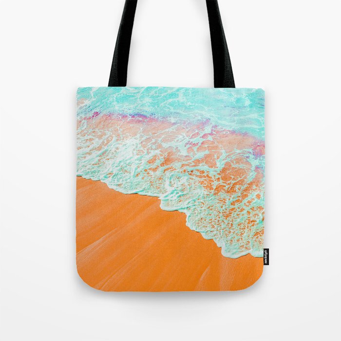 Coral Shore, Ocean Beach Photography, Summer Sea Sand Waves Tote Bag