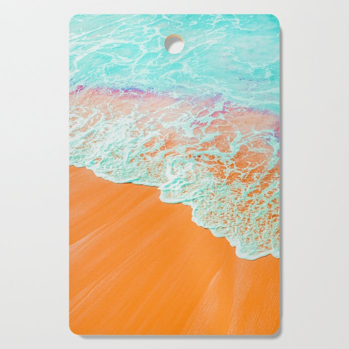 Coral Shore, Ocean Beach Photography, Summer Sea Sand Waves Cutting Board