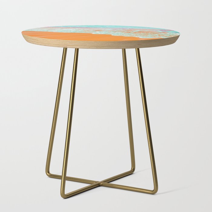 Coral Shore, Ocean Beach Photography, Summer Sea Sand Waves Side Table