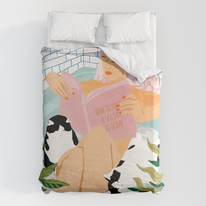 How To Have A Cat Spa Day At Home | Modern Bohemian Home DéCor | Pet Bathroom Urban Jungle  Duvet Cover