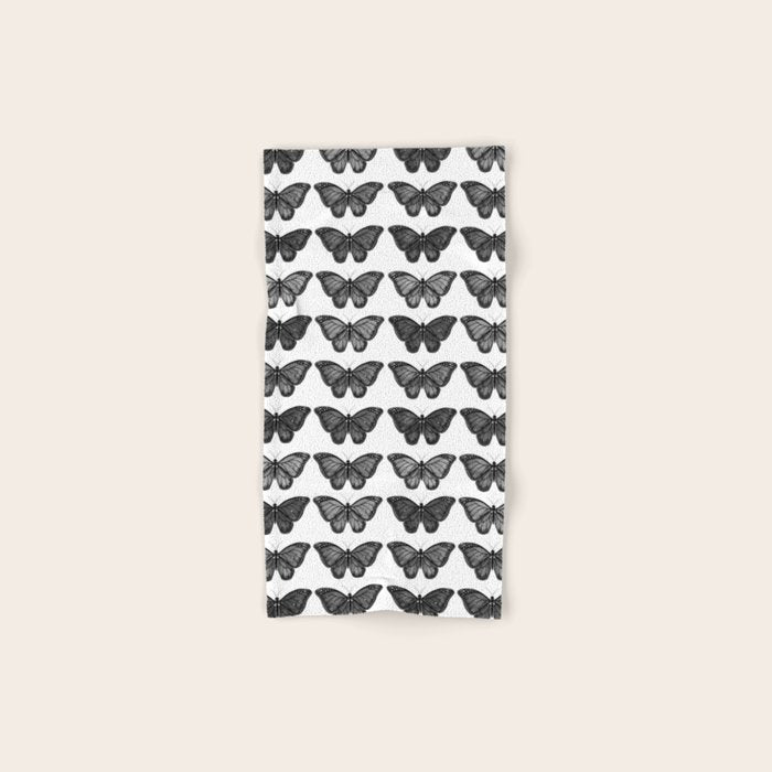 Monarch Butterfly - Black And White Bath Towel