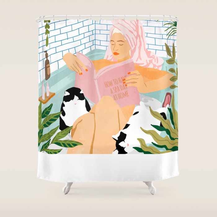 How To Have A Cat Spa Day At Home | Modern Bohemian Home DéCor | Pet Bathroom Urban Jungle  Shower Curtain