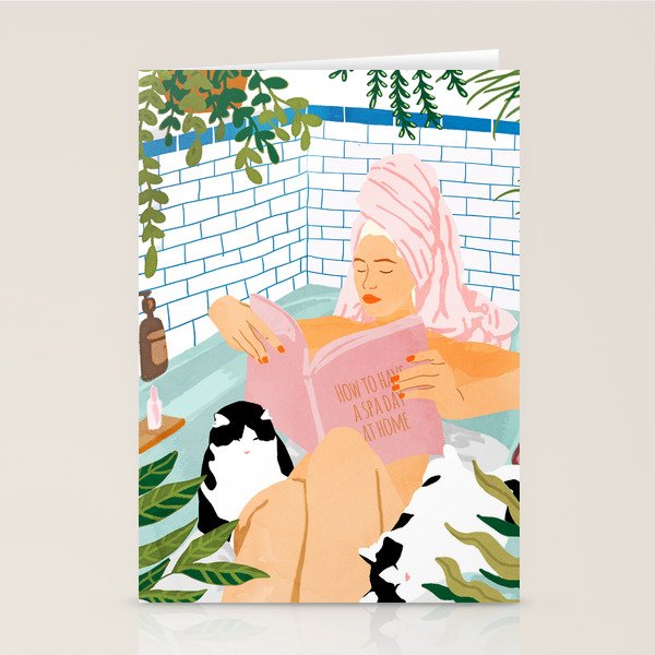 How To Have A Cat Spa Day At Home | Modern Bohemian Home DéCor | Pet Bathroom Urban Jungle  Stationery Card