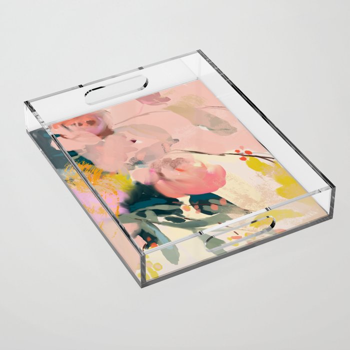 Abstract Floral Inspiration Acrylic Tray