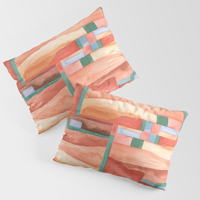 Abstract Desert Landscape Watercolor Pillow Sham