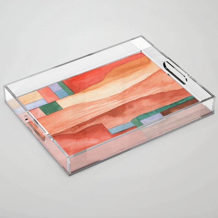 Abstract Desert Landscape Watercolor Acrylic Tray