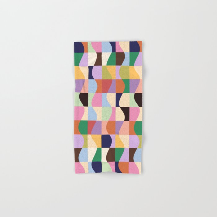 Retro Colorful Wavy Checkerboard Bath Towel
