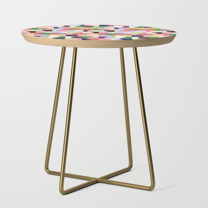 Retro Colorful Wavy Checkerboard Side Table