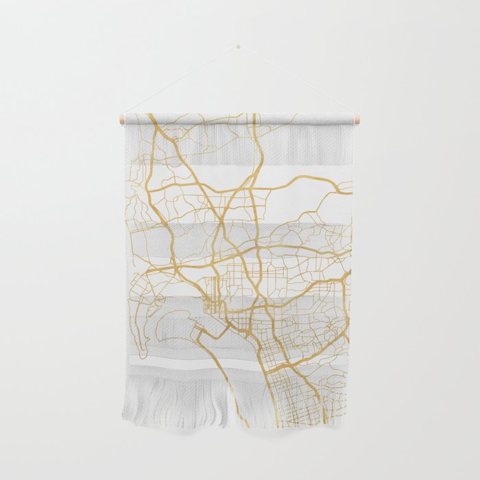 San Diego California City Street Map Art Wall Hanging