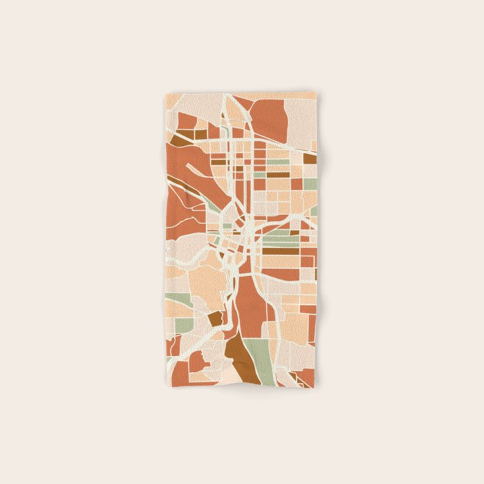 Portland Oregon City Map Earth Tones Bath Towel
