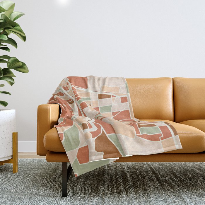 Portland Oregon City Map Earth Tones Throw Blanket