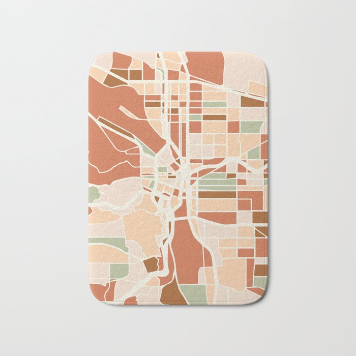 Portland Oregon City Map Earth Tones Bath Mat