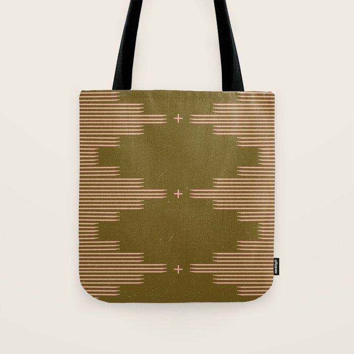 Southwestern Minimalist Retro Green & Pink Tote Bag