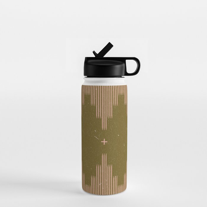 Southwestern Minimalist Retro Green & Pink Water Bottle