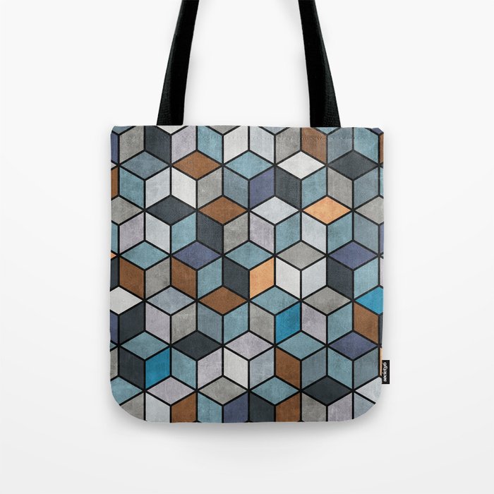 Colorful Concrete Cubes - Blue, Grey, Brown Tote Bag