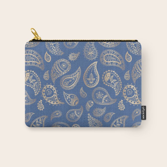 Classic Blue And Gold Paisley Carry All Pouch