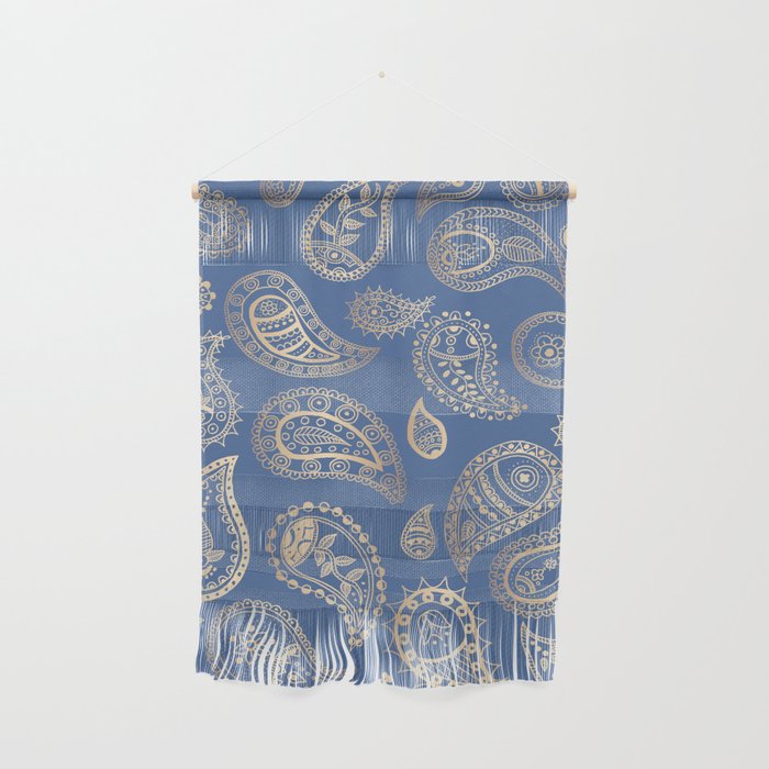 Classic Blue And Gold Paisley Wall Hanging