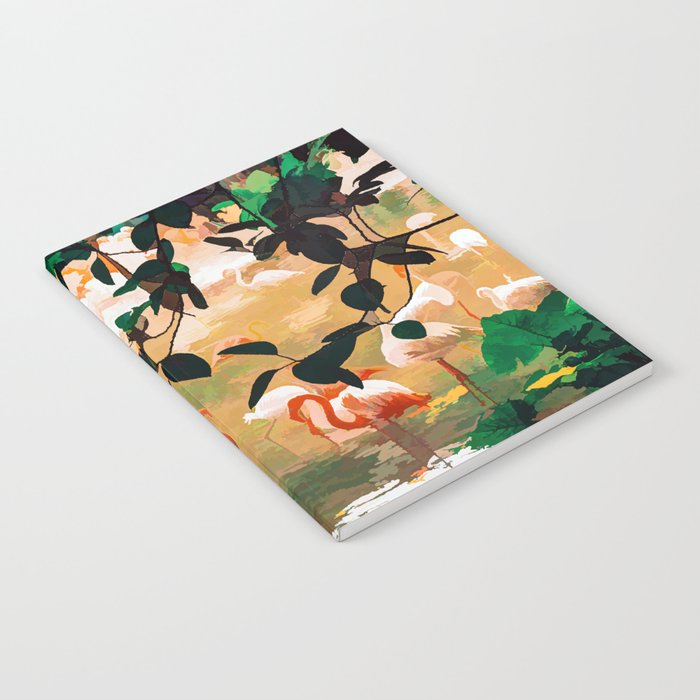 Flamingo Sighting, Jungle Nature Wildlife Birds Painting, Animals Forest Safari Illustration Notebook