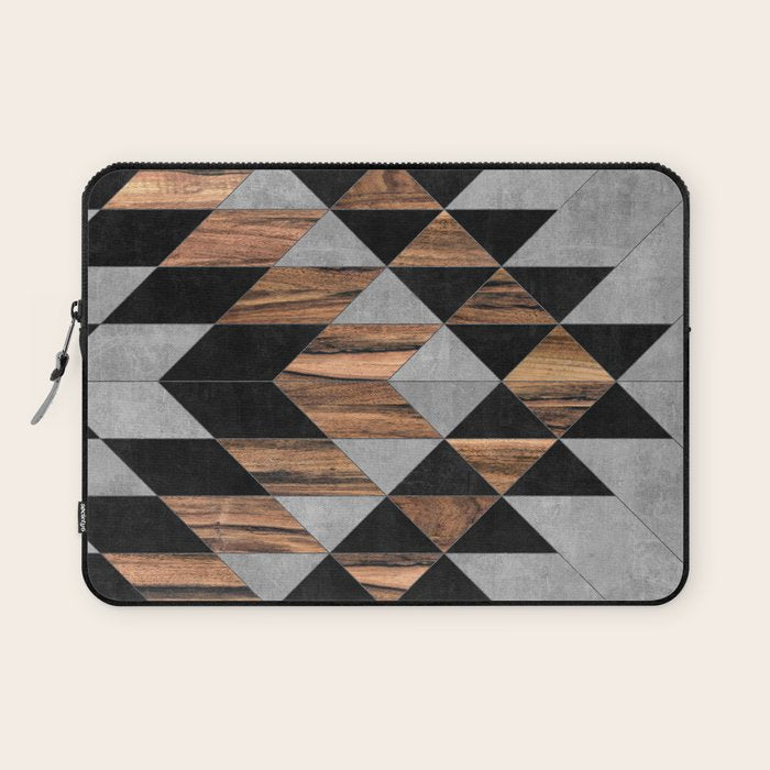 Urban Tribal Pattern No.10 - Aztec - Concrete And Wood Laptop Sleeve
