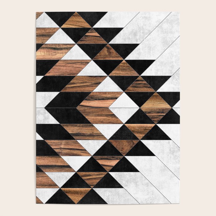 Urban Tribal Pattern No.9 - Aztec - Concrete And Wood Poster