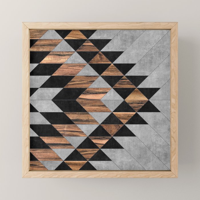Urban Tribal Pattern No.10 - Aztec - Concrete And Wood Mini Art Print