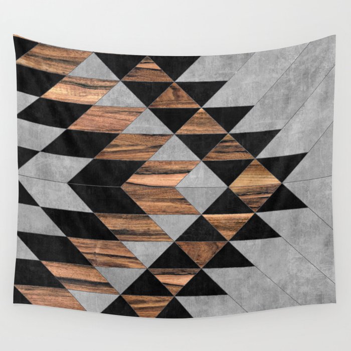Urban Tribal Pattern No.10 - Aztec - Concrete And Wood Wall Tapestry
