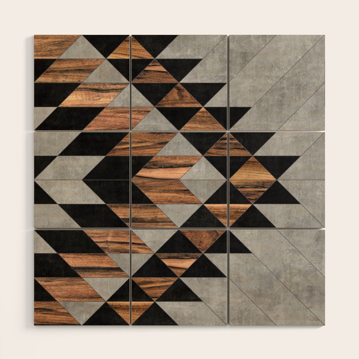 Urban Tribal Pattern No.10 - Aztec - Concrete And Wood Wood Wall Art