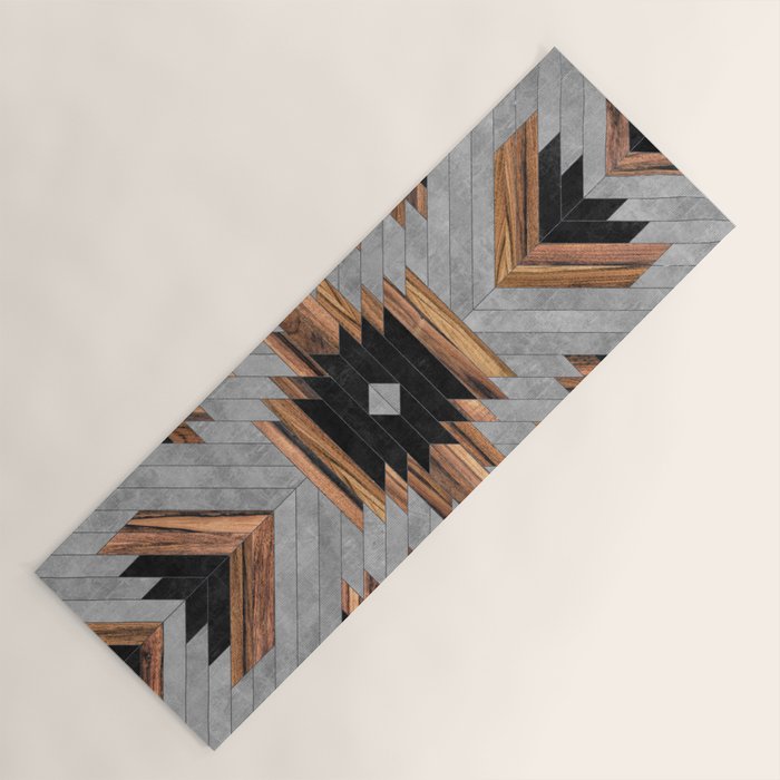 Urban Tribal Pattern No.6 - Aztec - Concrete And Wood Yoga Mat