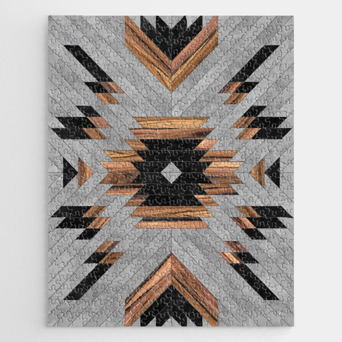 Urban Tribal Pattern No.6 - Aztec - Concrete And Wood Jigsaw Puzzle