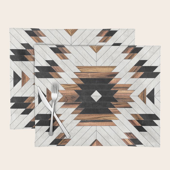 Urban Tribal Pattern No.5 - Aztec - Concrete And Wood Placemat