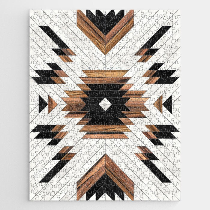 Urban Tribal Pattern No.5 - Aztec - Concrete And Wood Jigsaw Puzzle