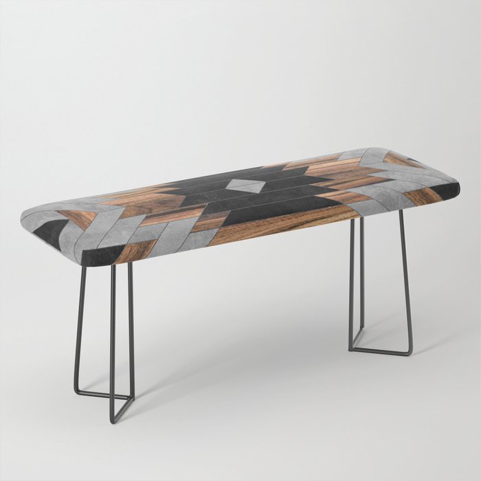 Urban Tribal Pattern No.6 - Aztec - Concrete And Wood Bench