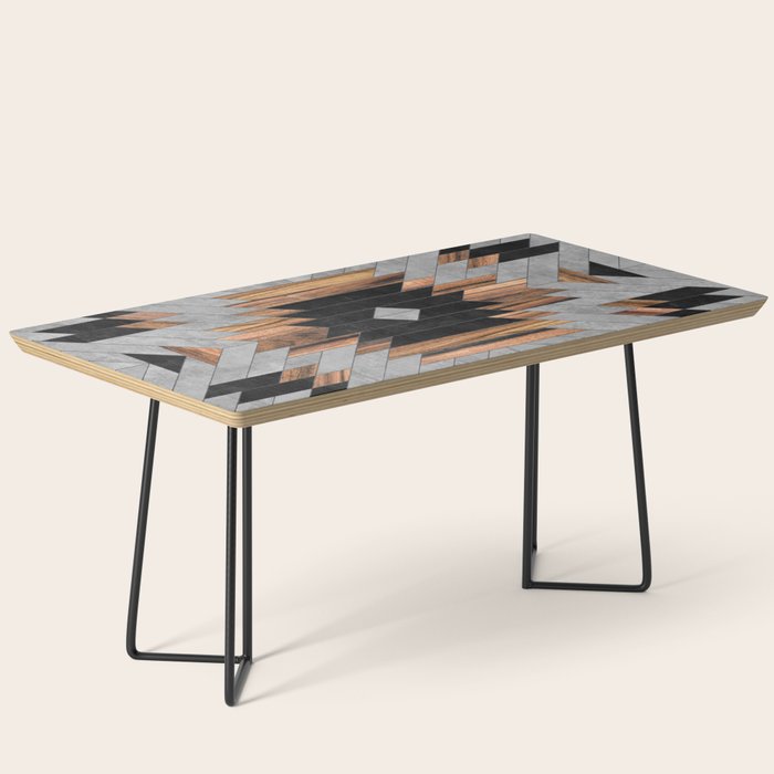 Urban Tribal Pattern No.6 - Aztec - Concrete And Wood Coffee Table