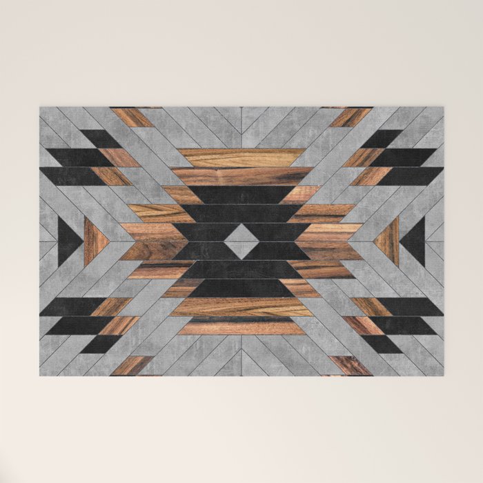 Urban Tribal Pattern No.6 - Aztec - Concrete And Wood Welcome Mat