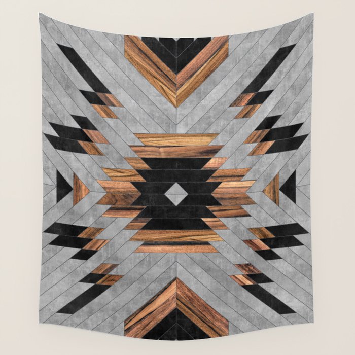 Urban Tribal Pattern No.6 - Aztec - Concrete And Wood Wall Tapestry