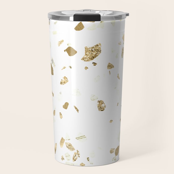 Metallic Gold Terrazzo Sparkle Travel Mug