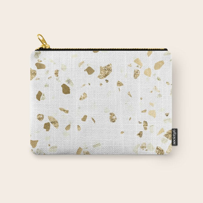 Metallic Gold Terrazzo Sparkle Carry All Pouch