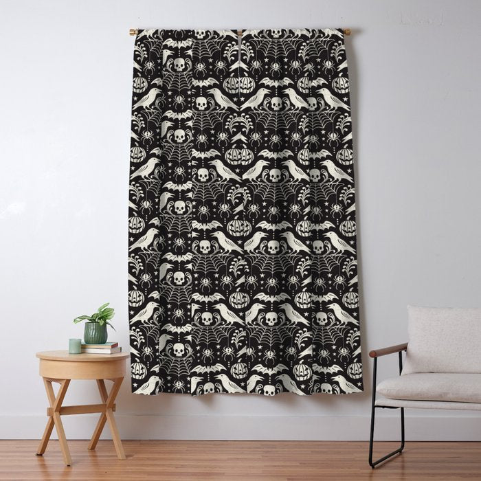 All Hallows' Eve - Black Ivory Halloween Window Curtain