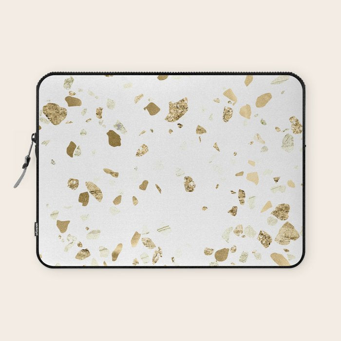 Metallic Gold Terrazzo Sparkle Laptop Sleeve