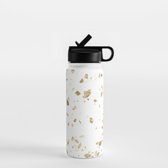 Metallic Gold Terrazzo Sparkle Water Bottle